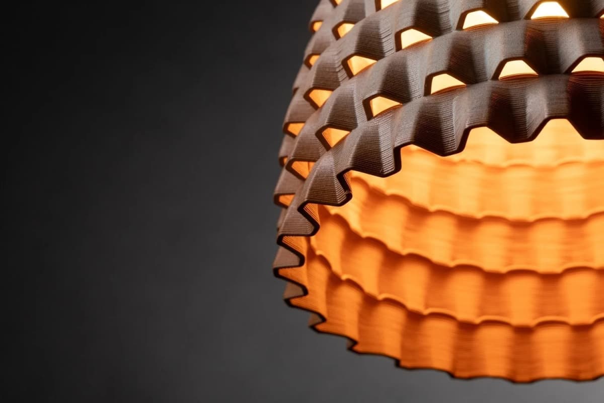 Orion lamp viewed from bottom right showing pleated surface detail