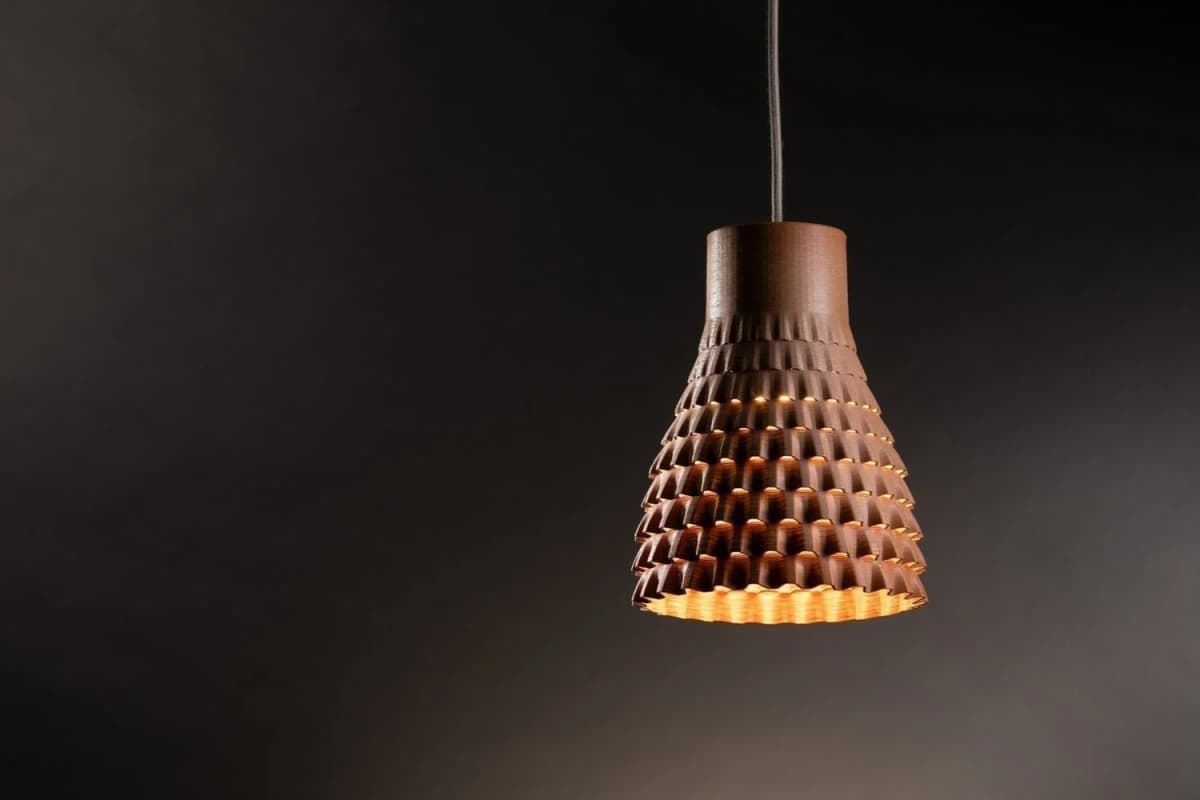 Orion lampshade close-up showing ceramic texture and craftsmanship